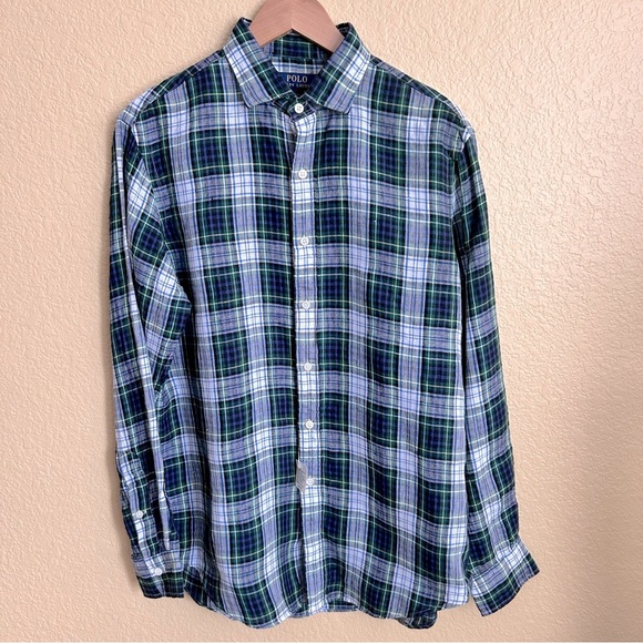 Polo Ralph Lauren Linen Long Sleeve Plaid Button Down Shirt - Picture 2 of 8